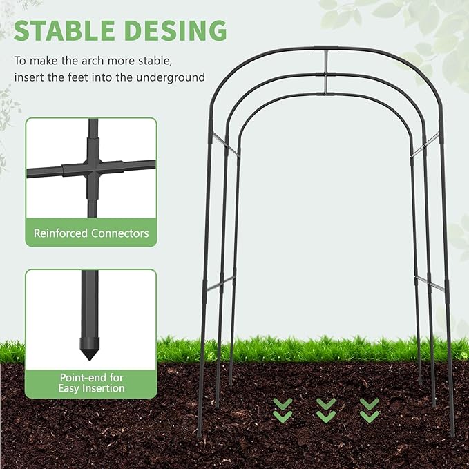 DoCred Tall Garden Arch Trellis for Climbing Plants, 83 Inch Tall Metal Plant Support Trellis Archway for Climbing Vine Vegetable/Fruit/Flower Outdoor Yard Lawn Garden Arch Tunnel Trellis