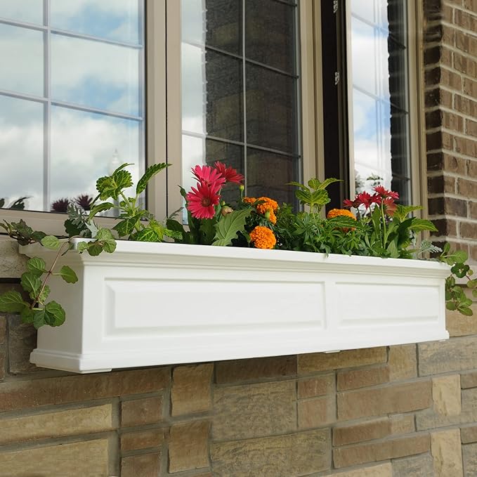 Mayne Nantucket 5-Foot Window Box – Self-Watering, Weather-Resistant Planter for Flowers – Durable Design for Outdoor Use, Perfect for Windows
