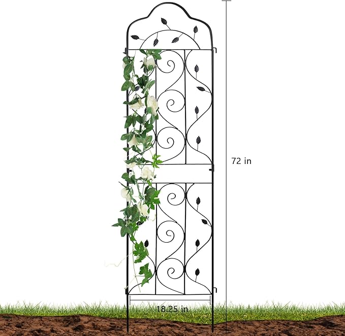 hogardeck 4 Packs 72 * 18 inch Metal Garden Trellis for Climbing Plants Outdoor,Heavy Duty,Black Coating Rustproof Trellis for Rose, Vegetable, Flowers, Expandable,Perfect for Training Climbing Plants