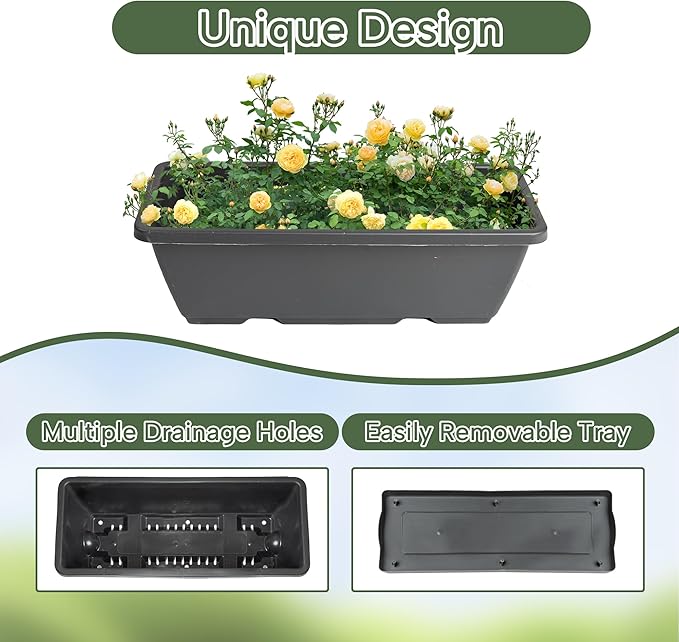 GENMOUS 4 Tier Raised Garden Bed Tall 45'' Vertical Elevated Garden Planter Standing Garden Bed Planter Box with Drainage Holes Removable Tray Outdoor Herb Planter Stand on Patio Balcony Porch Black