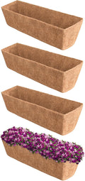 Halatool 4 Pack 30 Inch Coconut Liners for Window Box Pre-Formed Trough Coco Liner Natural Coconut Fiber Liners for Planters Wall Hanging Basket Flower Pot Fence Railing