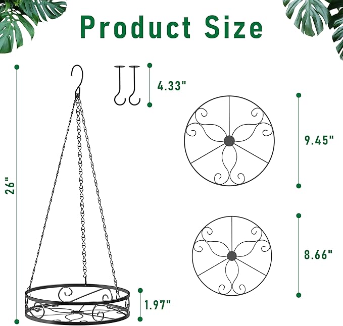 2-Pack Hanging Planters for Indoor Plants - Heavy Duty Metal Plant Hanger Indoor with 3 Chains and Hooks – Aesthetic Hanging Plant Holder for an Instant Gardening Decor