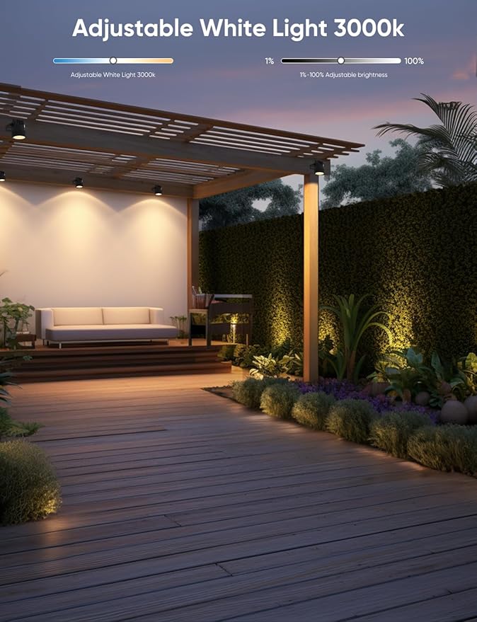 APPECK Landscape Lighting, RGBW Color Changing Low Voltage Landscape Lights with APP Control, IP65 Waterproof Outdoor Spotlights for Garden Yard Outside Decoration, 6 Pack