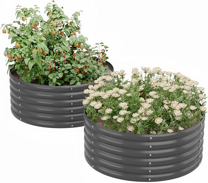 2-Pack 4x1.5ft Galvanized Raised Garden Bed, Outdoor Planter Bed, Metal Planter Box for Gardening and Planting,Dark Grey