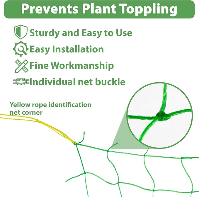 Trellis Netting For Climbing Plants - MAQIHAN 2 PCS Garden Trellis Netting Plant Support Netting Heavy Duty Climbing Net Trellis For Cucumber Tomato Grape Vegetable Fruits Bean Climbing Plants Outdoor