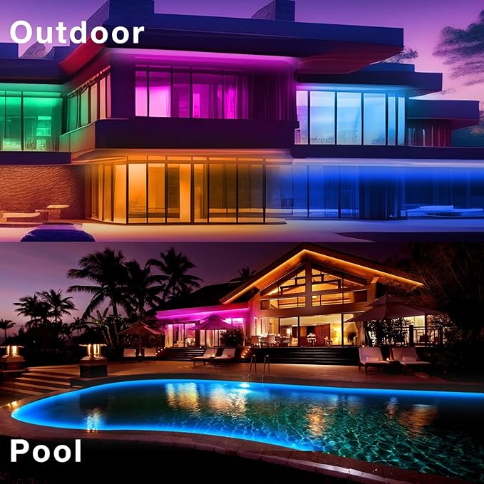 DAYBETTER Waterproof Led Lights for Bedroom, 200ft Led Strip Lights, 960 LEDs Color Changing RGB 24 Keys Remote Controller, 24v for Outdoor Room Home Party Christmas Decoration