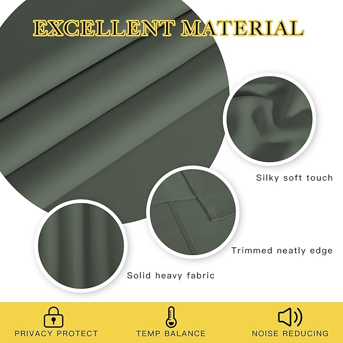 NICETOWN Dark Mallard Blackout Curtains for Bedroom/Living Room 132 Inch Length - Thermal Insulated Room Darkening Grommet Top Window Curtains (100 by 132 - Inch, 1 Panel)