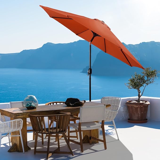 Backyard Expressions 9 ft. Patio Umbrella, Market Table Umbrella w/Tilt and Crank, 8 Ribs