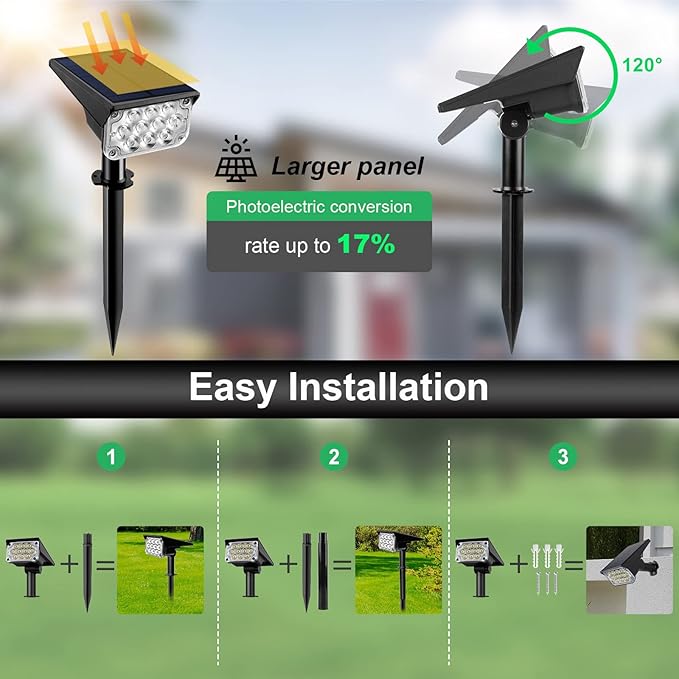 T-SUNUS 8 Pack Solar Color Landscape Spotlights, IP65 Waterproof Solar Powered Spot Light Wall Lights, 2-in-1 Outdoor Solar Landscaping Light for Yard Garden Driveway Porch Walkway Pool Patio