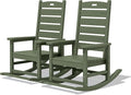 SERWALL Outdoor Rocking Chair Set of 2, Oversized Rocking Chair with Footboard for Adults, HDPE All Weather Resistant Rocking Chairs for Patio, 350lbs Weight Capacity,Avocado Green