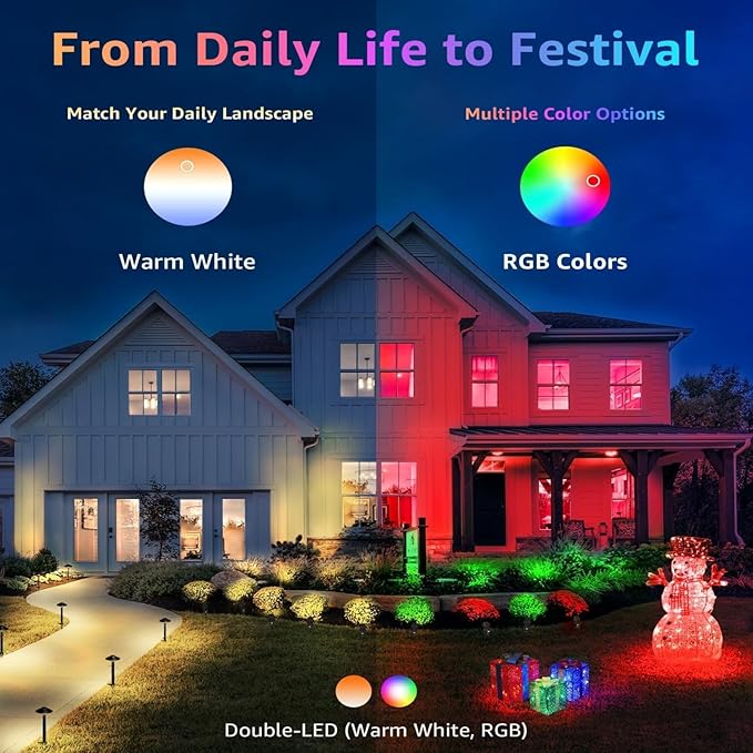 Halloween Christmas Spotlight Outdoor Color Changing Landscape Spotlights,12W RGBW LED Outdoor Spot Lights for Yard Garden Decor,Waterproof 110V Plug in Landscape Lighting with Remote,2 Packs