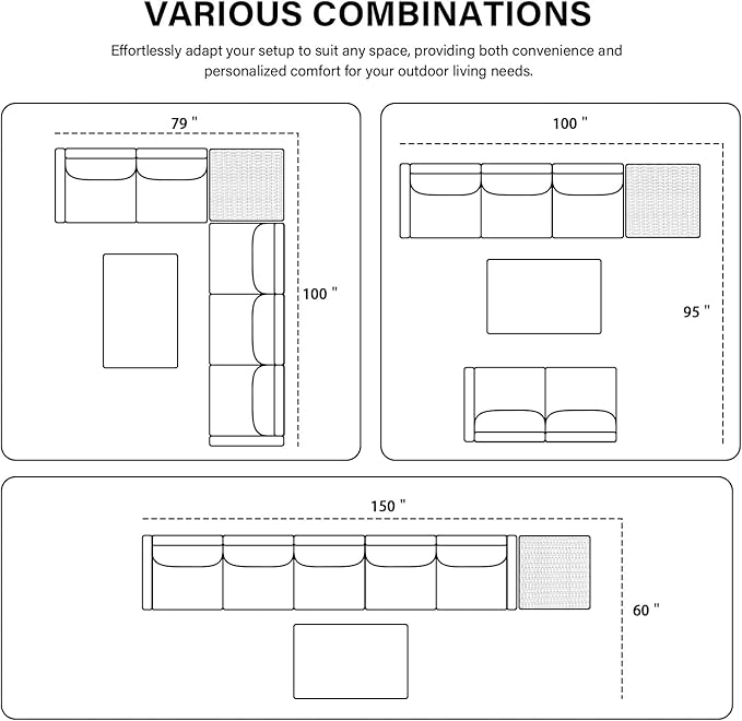 Belord 5-Seater Patio Conversation Set - 4 Piece Outdoor Sectional Furniture Set with Large Storage Box and Coffee Table Outdoor Patio Furniture Set for Garden Poolside Backyard Brown