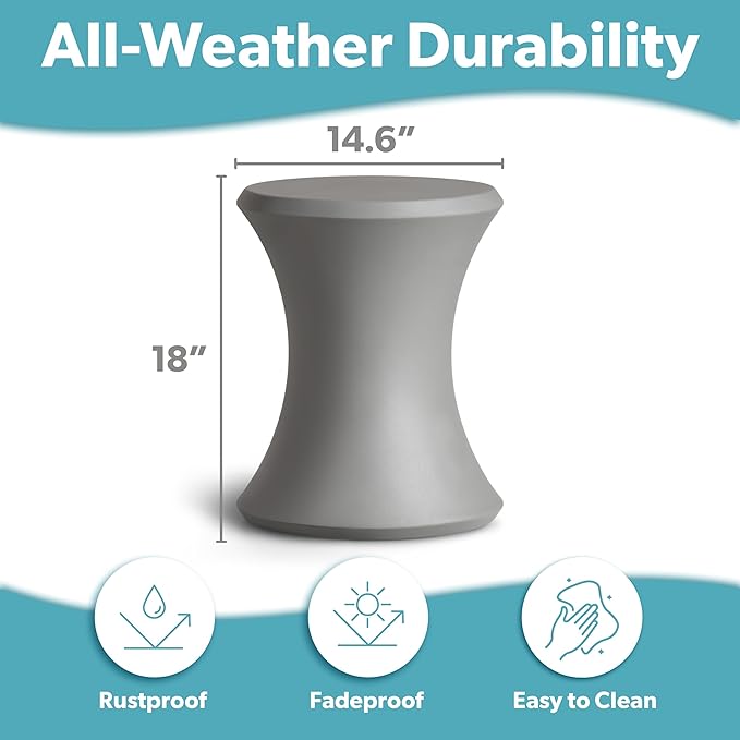 Coast Modern Outdoor Side Table - Lounger Table for Inside Pool or on Patio - All-Weather Furniture for Sun Shelf Up to 15" - Gray