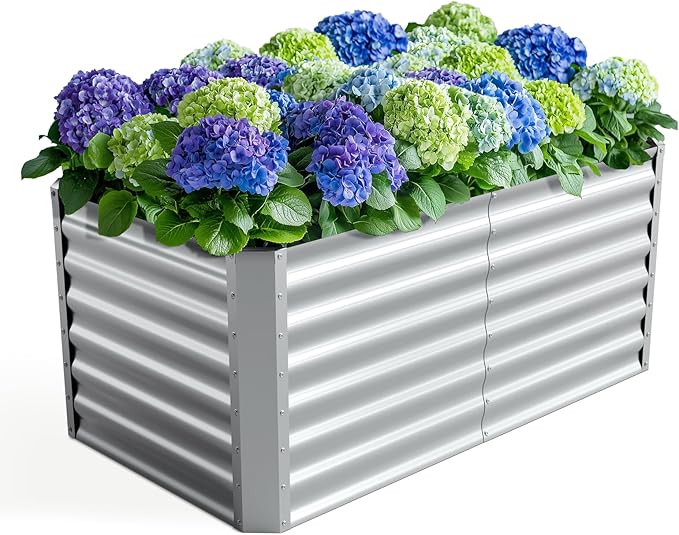 4X2X2ft (1 Pack) Galvanized Raised Garden Bed,Outdoor Planter Box Metal Patio Kit Planting Bed for Vegetables Flowers Herb