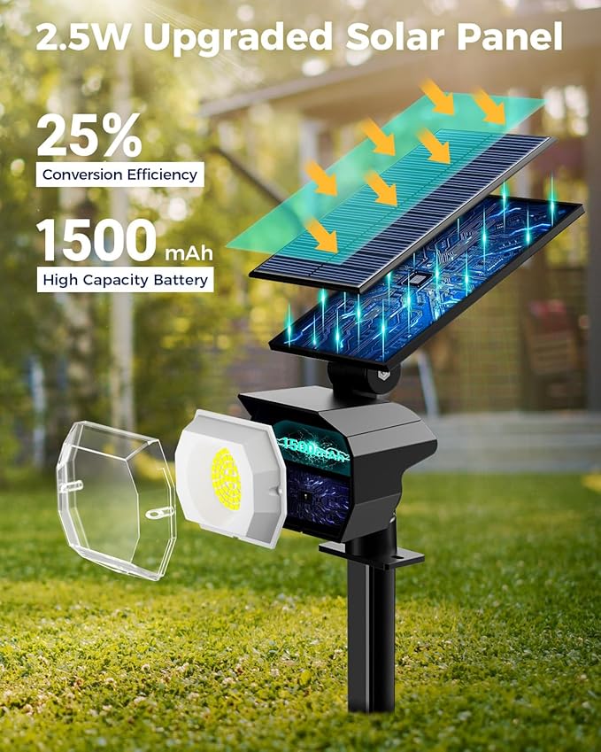 btfarm 2 Pack Solar Spot Lights Outdoor Waterproof IP65, 52 LED Landscape Lights 3 Lighting Modes, Spotlights Outdoor for Outside Yard Garden Tree (Warm White)