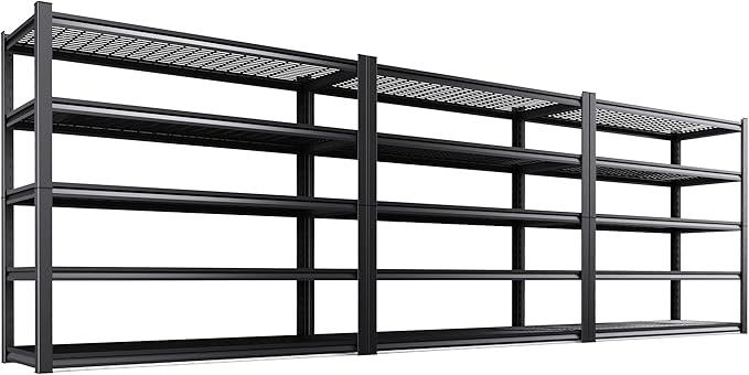Set of 3 Garage Shelving-3500 lbs 5 Tier Storage Shelves,Adjustable Heavy Duty Metal Shelving Unit and Storage Large Wire Rack,Utility Steel Shelf for Warehouse Industrial Pantry Basement -72"x59"x20"