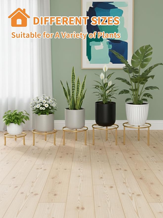 5 Pack Metal Potted Plant Stand Anti-Rust Iron Flower Pot Stands Outdoor Plant Holder,Short Samll Flower Pot Holder Large Rustproof Iron Garden Container