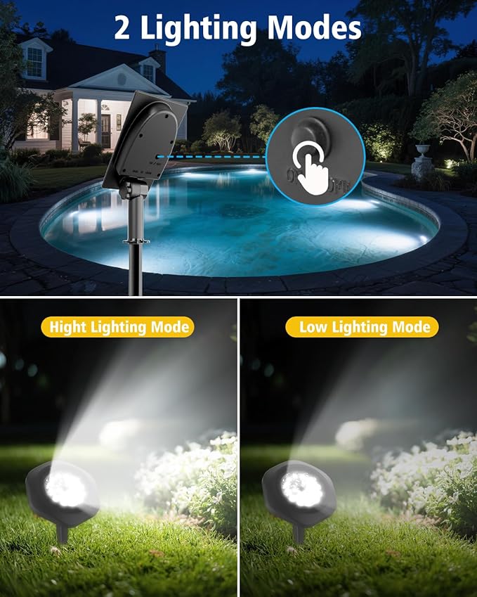 CORESLUX Solar Spot Lights Outdoor Waterproof IP68, 3-in-1 LED Cool Light Solar Landscape Lights, 2 Light Modes Landscape Path Lights for Outside Garden Yard Pond Pathway