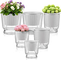 Set of 6 Self Watering Plant Pot 3 Sizes Plastic Double Layer Self Watering Flower Pot with Multi Mesh Drainage Holes Wicking Reservoir for Indoor Outdoor Garden Plants(White)