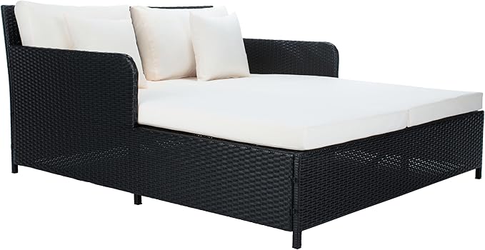 Safavieh PAT7500A Outdoor Collection Cadeo Black and White Cushion Daybed