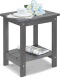 Y&M Outdoor Side Table, HIPS Adirondack Small Double Layer Table, Waterproof Square Balcony Modern End Tables for Patio, Pool, Beach, Porch, Deck, Indoor or Outdoor Use, Dark Gray