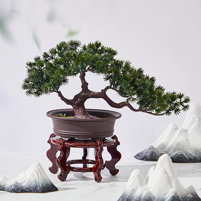 Geetery 2 Pcs 4 to 12 in Wooden Plant Stands Indoor Chinese Oriental Plant Stand for Vase Fishbowl Flower Pot Lamp Redwood Base Vintage Display Rack Decor(4 Inch)
