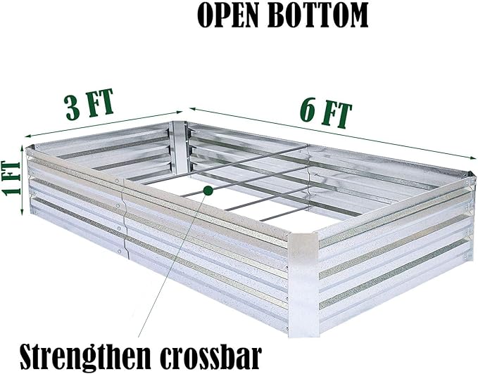 Galvanized Raised Garden Beds for Vegetables Large Metal Planter Box Steel Kit Flower Herb (6 x 3 x 1 ft * 2 Pack, Galvanized)