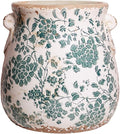 Tuscan Ceramic Planters and Kitchen Utensil Holder, 6.68 Inch Vintage Plant Pots with Drainage for Indoor/Outdoor, Country Cottage Vase for Home Garden Decor, Gifts for Plant Lovers, Cyan