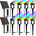 ZYAN Solar Color Changing RGB Spotlights with Remote, 12000mAh Separate Monocrystalline Panels & USB-C Powered, Auto On Off, Outdoor IP65 Waterproof for Patio Yard Path (100 Lumens × 8 Pack)