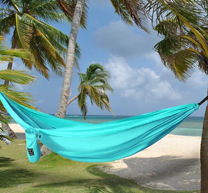 Gold Armour Camping Hammock - XL Double Hammock Portable Hammock Camping Accessories Gear for Outdoor Indoor with Tree Straps, USA Based Brand (Seafoam)