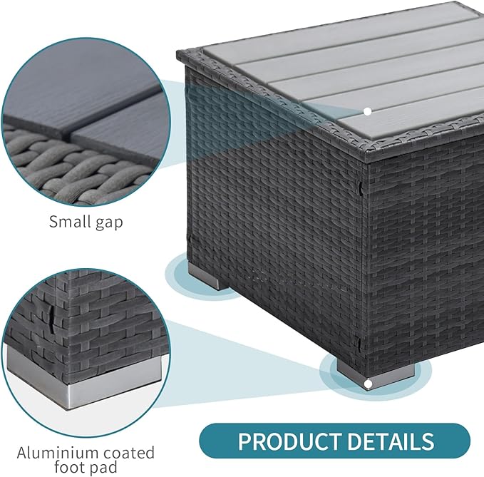 NICESOUL 11 Piece L Shaped Outdoor Conversation Set, 29.3'' High Back Comfy Wicker Patio Sectionals, Large Size Wide & Deep Seat Sofa Couches, 9 Seater Modern Furniture, 2 Color Cushion Teal & Gray