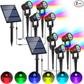 Solar Spotlights Outdoor Waterproof, RGB Landscape Spotlights, Christmas Decorative Solar Spot Lighting for Garden, Yard, Pathway, Lawn, Poolside, Party, 4-in-1 Mounted (RGB, 2 Pack)