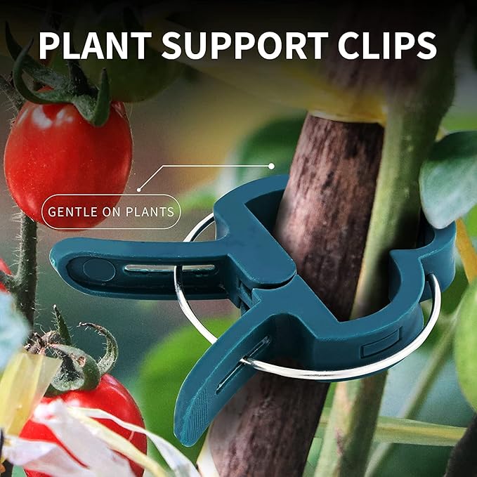 Plant Clips 80 Piece Green Gentle Gardening Plant & Flower Lever Loop Gripper Clips, Tool for Supporting or Straightening Plant Stems, Stalks, and Vines, Garden Clips, by RamPro