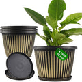 Large-Planter-Indoor-Outdoor Plant Pots, 16 inch 4 Pack Plastic Flower Pots with Saucer And Drainage Holes, Modern Garden Planters For Planting Medium Large Plants， Decorative Resin Garden Pots