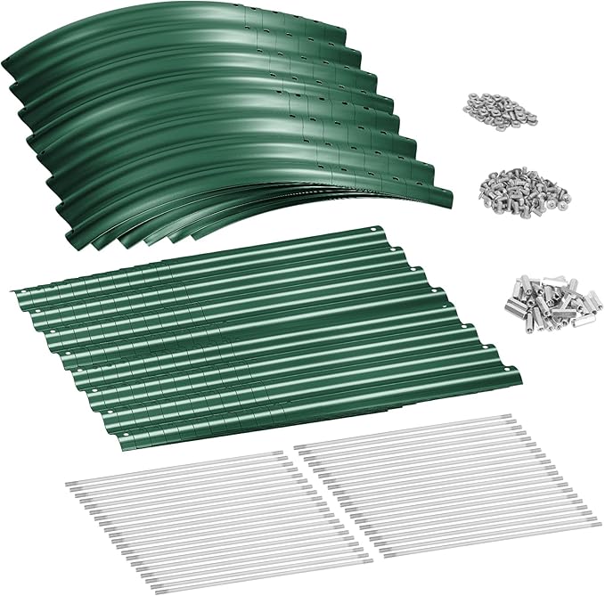 Land Guard 8×2×2ft Galvanized Raised Garden Bed Kit, Raised Garden Boxes Outdoor, Oval Metal Raised Garden Beds for Vegetables, Forest Green