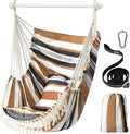Chihee Hammock Chair Hanging Swing Max 500 Lbs 2 Cushions Included Metal Spreader Bar with Anti-Slip Grooves Portable Hanging Chair Side Pocket Large Macrame Bohemian Chair Indoor Outdoor
