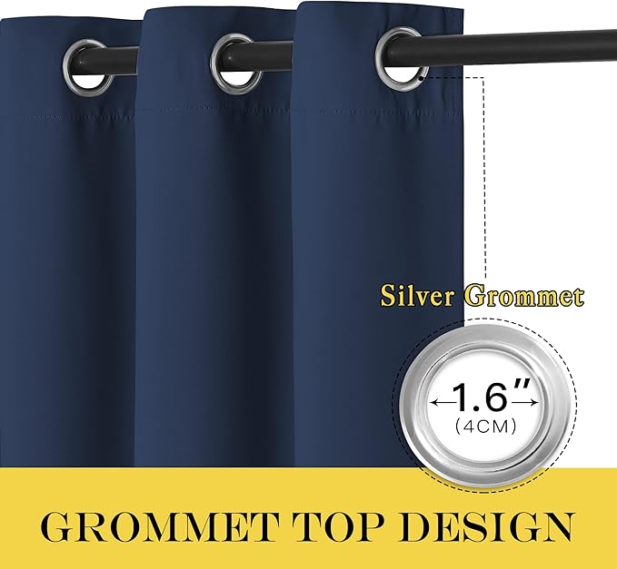 NICETOWN Blackout Navy Curtain Drape for Windows 84" Long - Room Darkening Energy Saving Thermal Insulated Solid Grommet Window Treatment for Living Room (Navy, 1 Panel, 66 by 84-Inch)