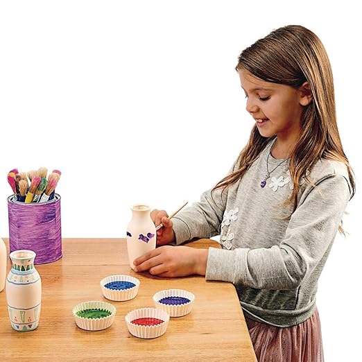 Colorations Decorative Ceramic Vases, Set of 12, Small, Unfinished, Coated Inside, Gift, DIY, Ready to Decorate, Arts & Crafts, Craft Project, Nature, Flowers, Herb Garden, Ages 5 & Up