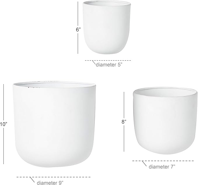 Deco 79 Metal Indoor Outdoor Wall Planter Indoor Outdoor Floating Hanging Planter, Set of 3 Plant Hanger 9", 7", 6"H, White