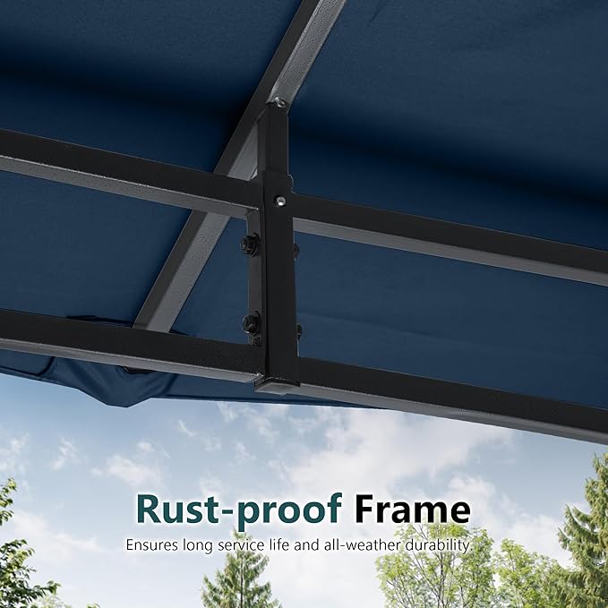MASTERCANOPY Outdoor Garden Gazebo for Patios with Stable Steel Frame and Netting Walls (11x11,Navy Blue)