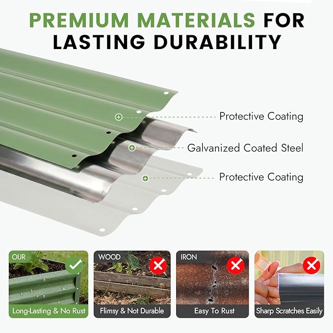 INNO STAGE Galvanized Raised Garden Bed Kit, 4x2x1FT Metal Raised Garden Beds for Vegetables, Rust-Resistant & Easy Assembly, Outdoor Raised Beds for Gardening, Flowers, Herbs (Green)