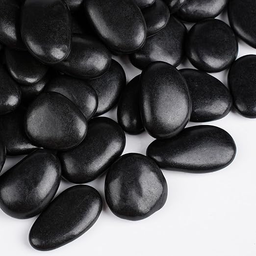 5 lbs Black Rocks for Planters, 1"-2" Decorative Rocks for Potted Plants, Polished Garden Stones for Outdoor Landscaping, Walkways, Yard, River Rocks for Flower Pots, Vase