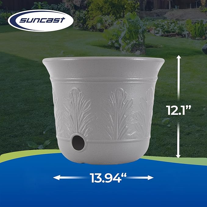 Suncast 2 Pack 300 Foot Heavy Duty 5 Gallon Decorative Plastic Hose Pot for Expandable and Lightweight Hoses, Ideal for Garden, Patio and Backyard Use