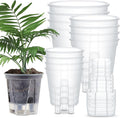 Self Watering Pots for Indoor Plants with Deep Reservoir and High Drainage Holes for Outdoor Plants and Flowers, Bare Root Planter(4.72'', 5.91'', 7.09'',Clear,12 Pcs)