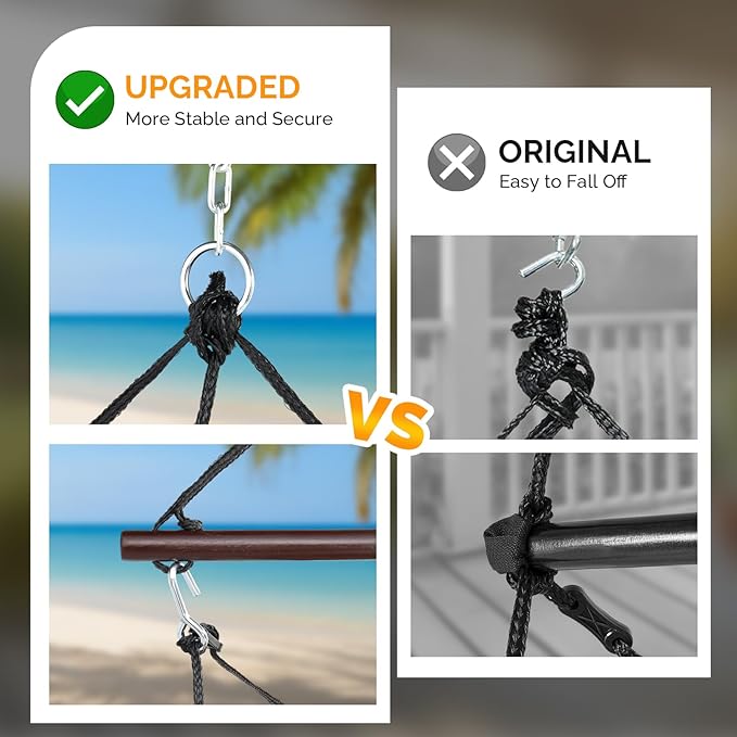 ONCLOUD Upgraded Unique Hammock Hanging Sky Chair, Air Deluxe Swing Seat with Rope (Navy Blue)