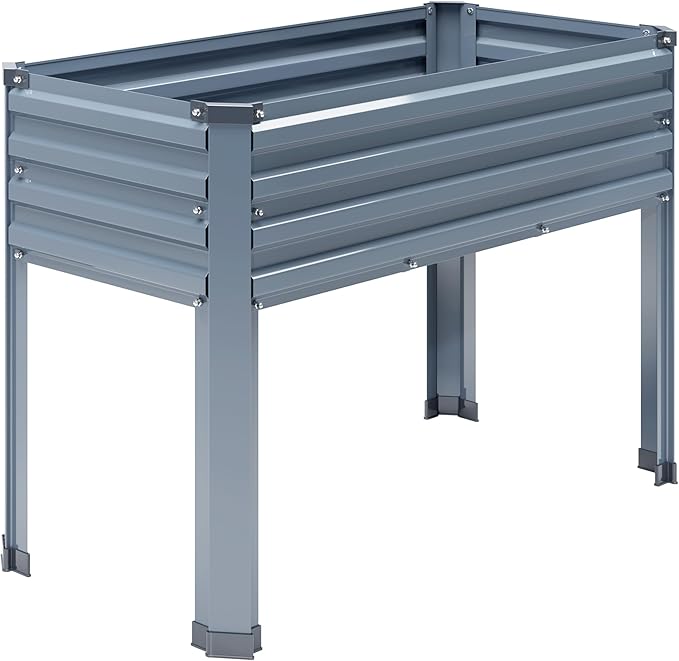 Galvanized Raised Garden Bed with Legs,2PCS 48×18×30in Elevated Planter Box for Backyard,Outdoor Garden, Patio, Balcony, 300lb Capacity,Grey