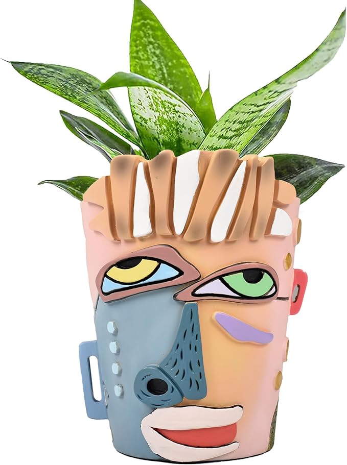 Abstract Face Planters Pots Head,Unique Head Planter for Indoor Plants,Funny Face Flower Pot,Colorful Plant Pots for Outdoor Garden Decor and Home Art Decoration(Contemporary)