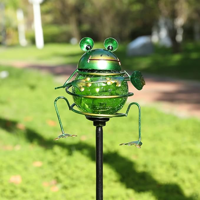 Bshine Solar Frog Garden Lights Outdoor - Solar Powered Stake Waterproof Pathway Lights for Yard, Garden Path, Landscape Decor - Cute Lawn Ornaments & Unique Gardening Frog Gifts for Mom, Frog Lovers