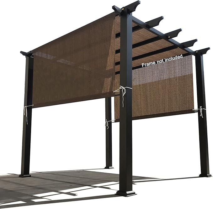 Universal Pergola Replacement Canopy Shade Cover with Breathable HDPE Fabric & Rod Pockets for 10 x 10 FT Pergola, Canopy Size: 192'' L x 106'' W (Mocha Brown)