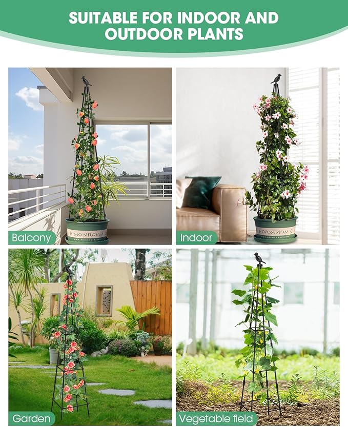 2Pack Garden Trellis for Climbing Plants Outdoor Indoor Pot 67'' Cucumber Trellis for Climbing Plant Support for Climbing Vegetables Plants Garden Obelisk Trellis Tomato cage & Climbing Rose